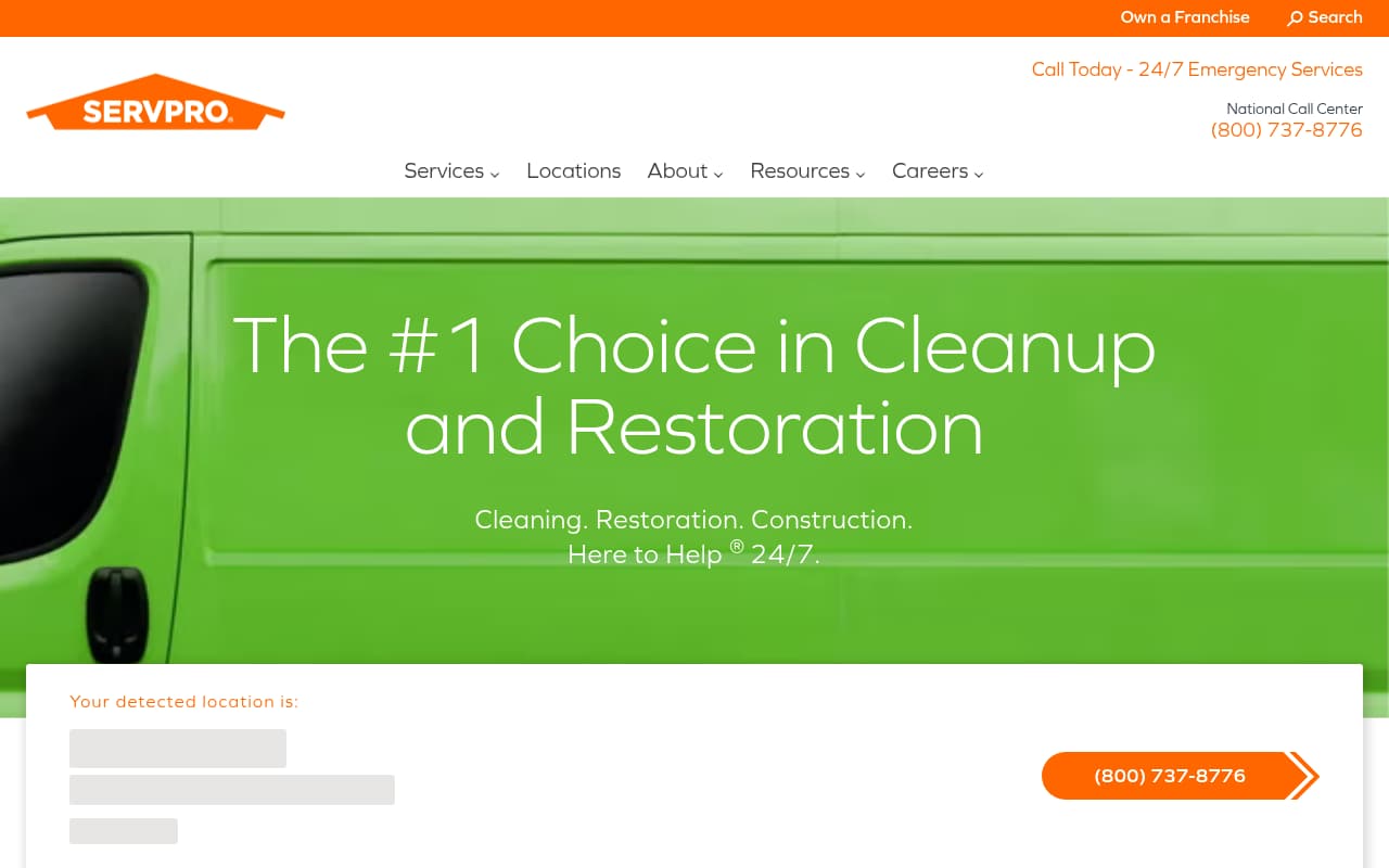 Servpro website screenshot