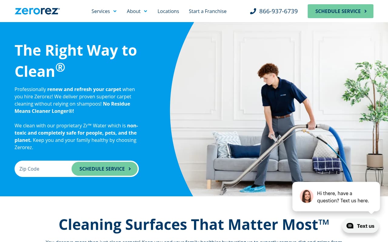 Zerorez website screenshot