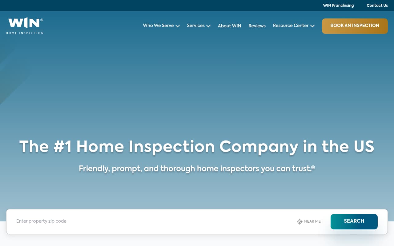WIN Home Inspection website screenshot