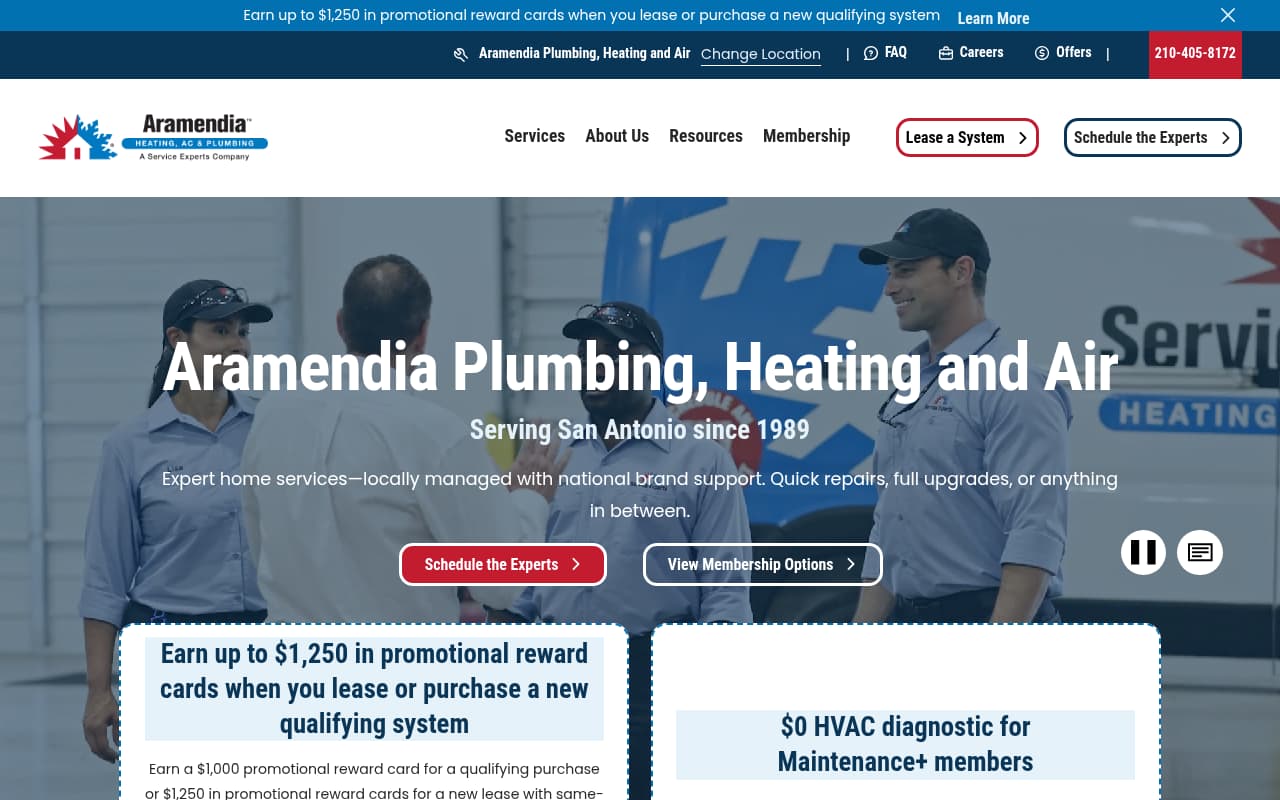 Aramendia HVAC website screenshot