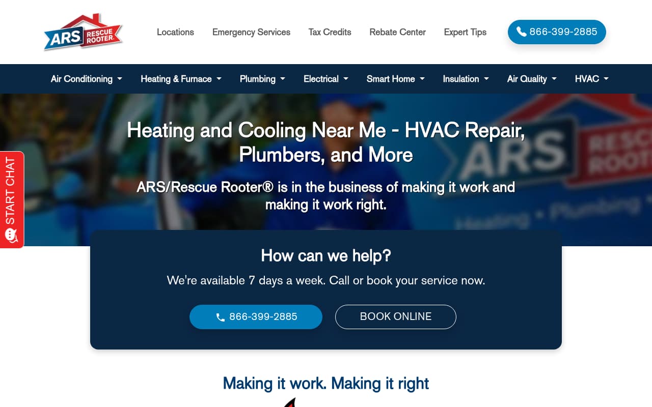 ARS/Rescue Rooter website screenshot