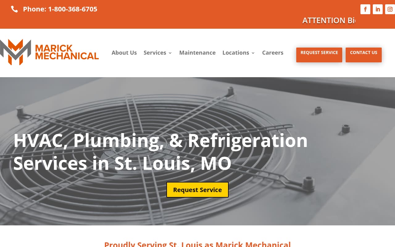 Bieg Plumbing & HVAC website screenshot
