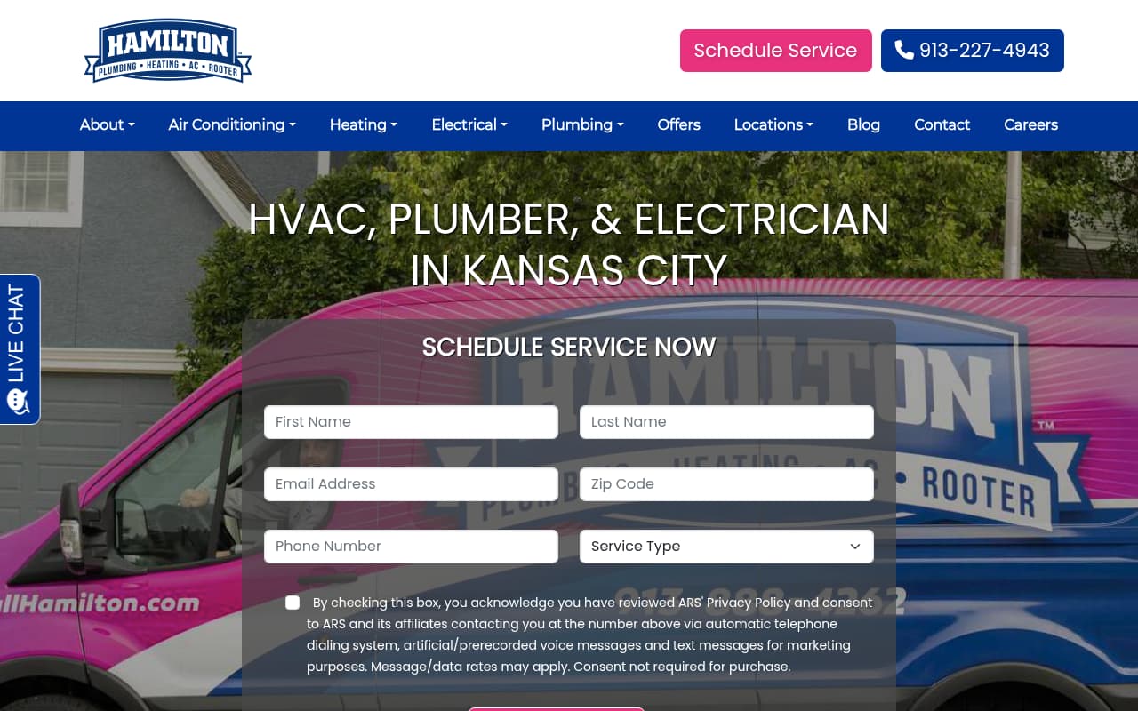 Bob Hamilton Plumbing HVAC website screenshot
