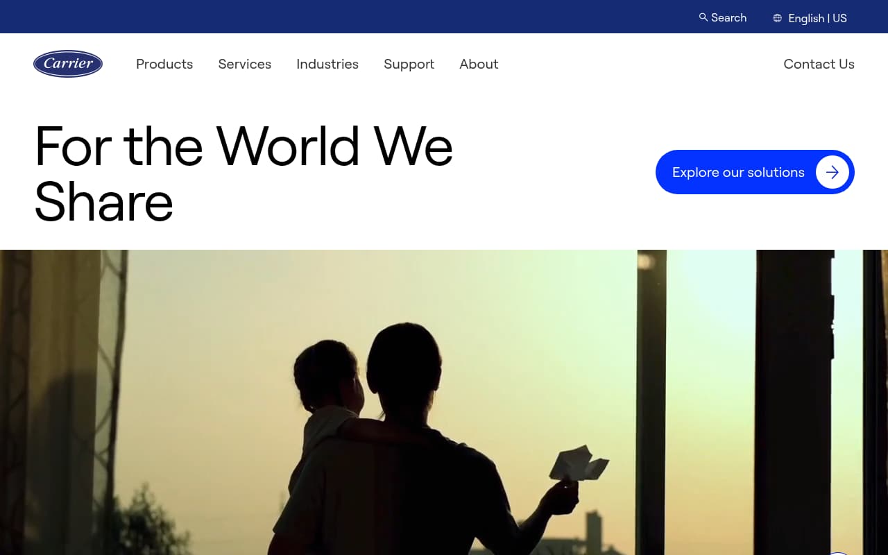 Carrier website screenshot