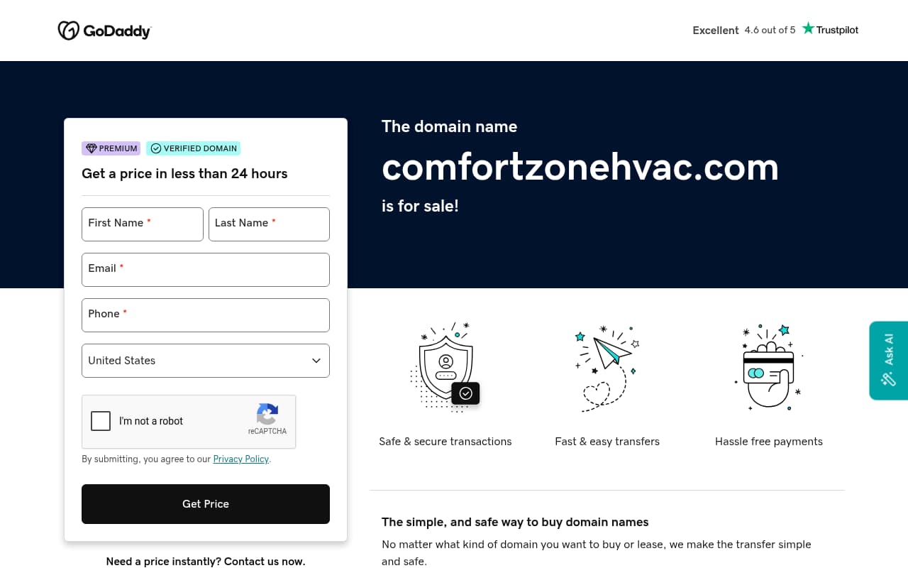 Comfort Zone HVAC website screenshot