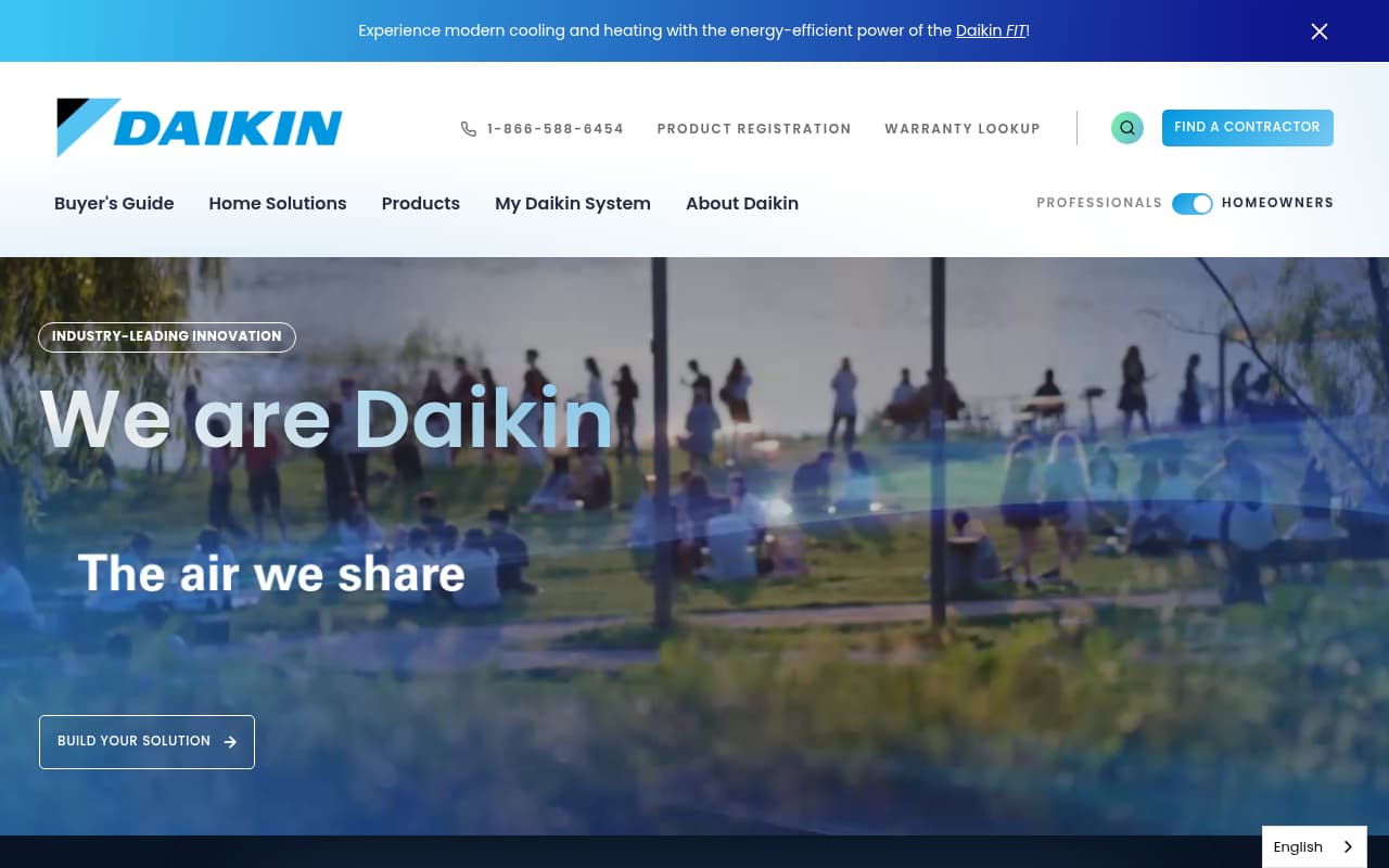 Daikin Mini Split website screenshot