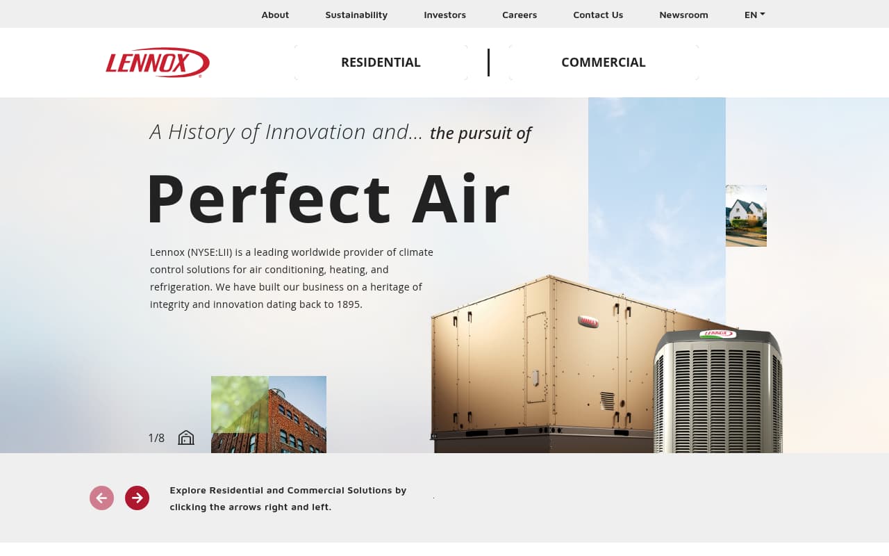 Lennox International website screenshot