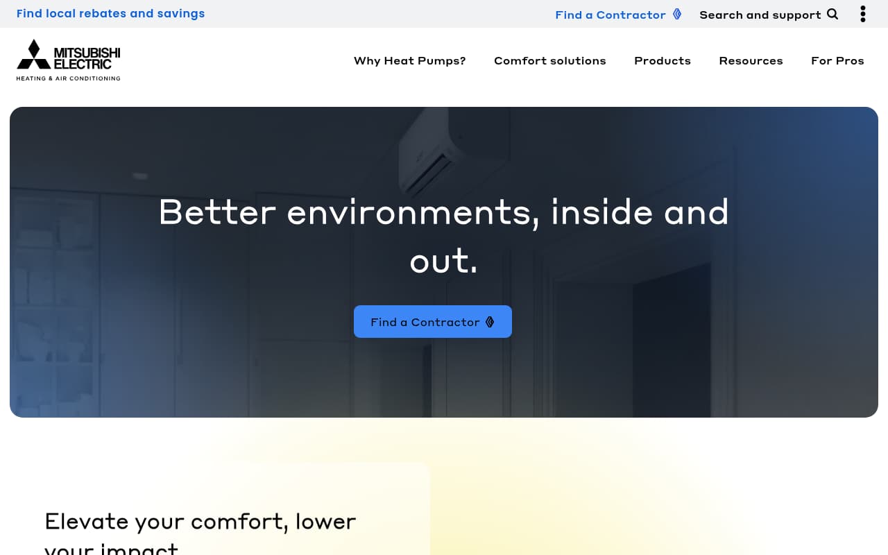Mitsubishi Electric Cooling website screenshot