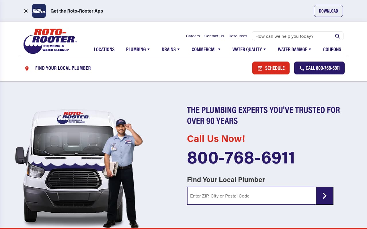 Roto-Rooter website screenshot