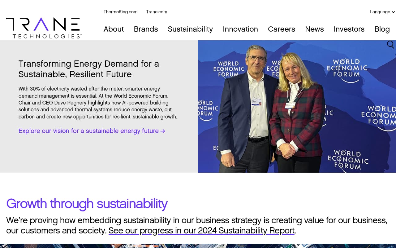 Trane Technologies website screenshot