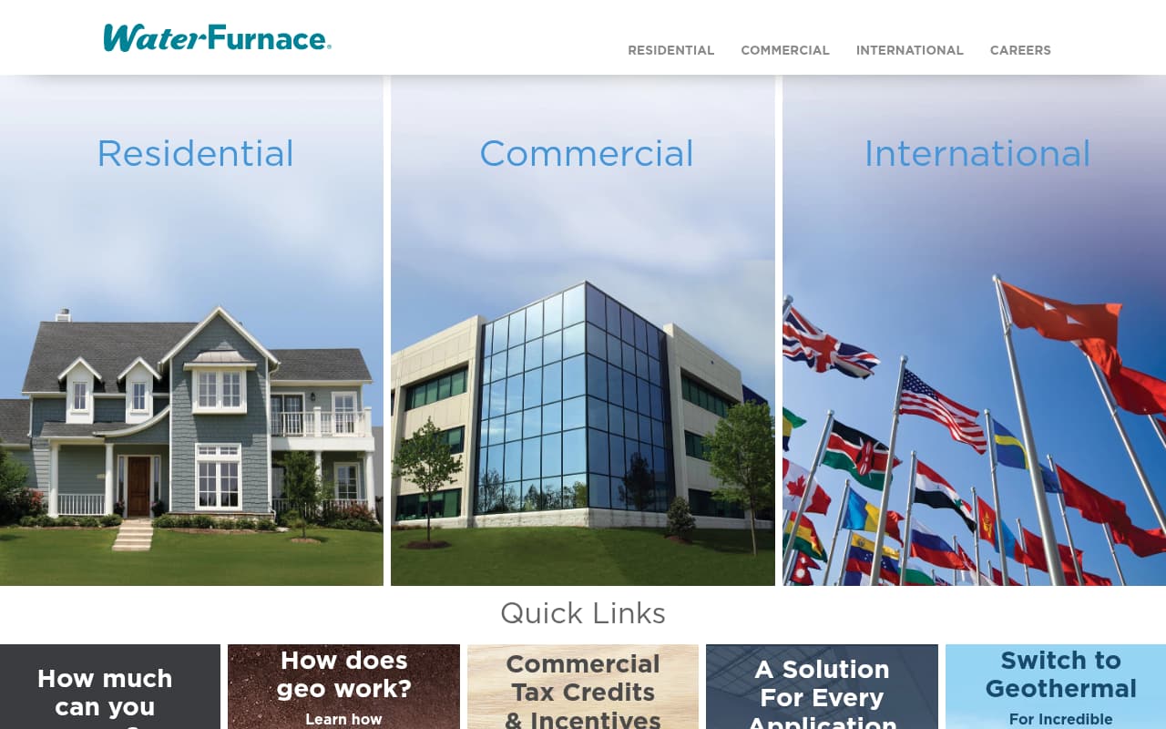 WaterFurnace Geothermal website screenshot