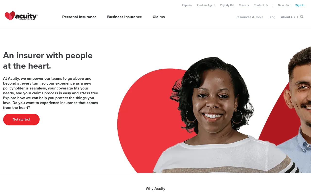 Acuity Insurance website screenshot