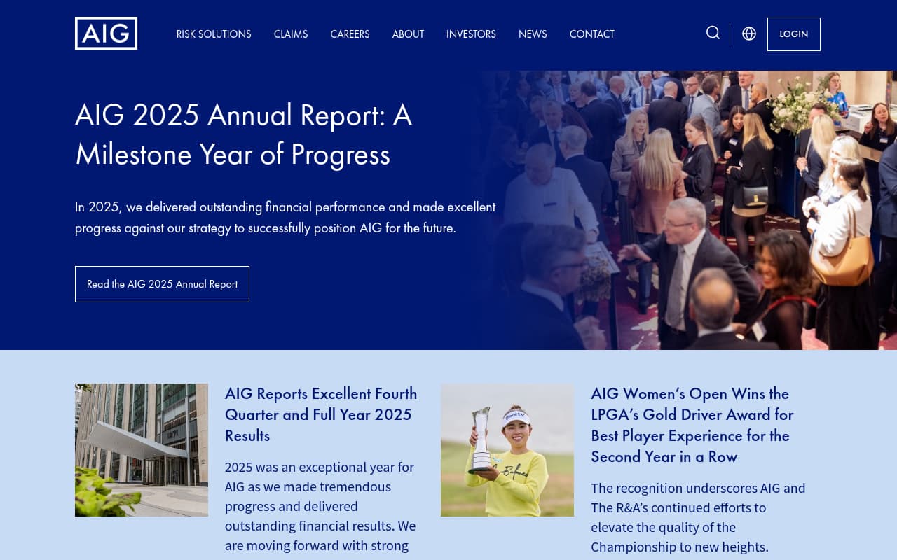 AIG website screenshot