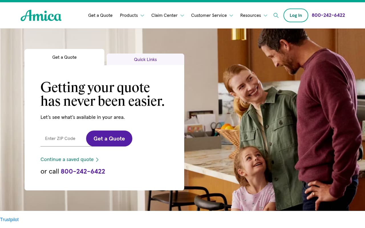 Amica Mutual website screenshot