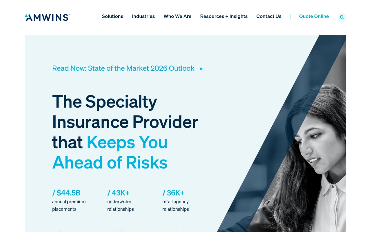 Amwins website screenshot