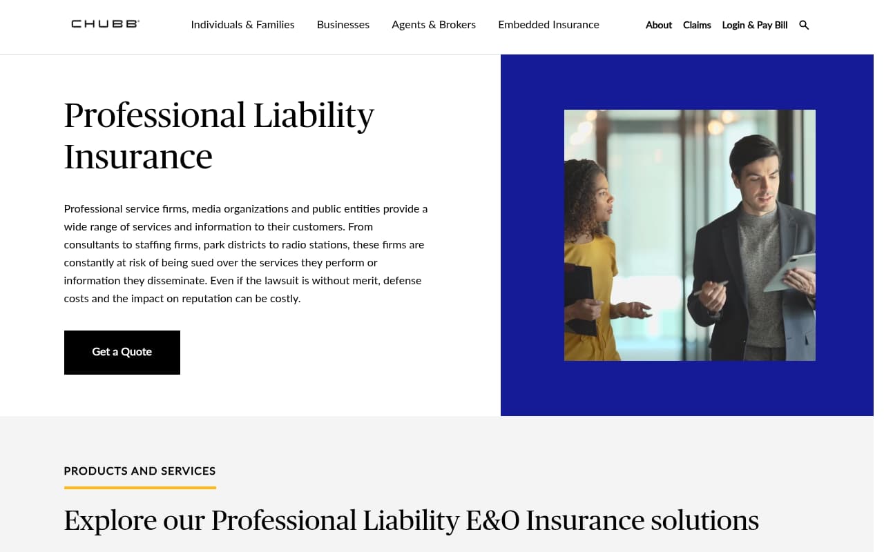 Chubb website screenshot