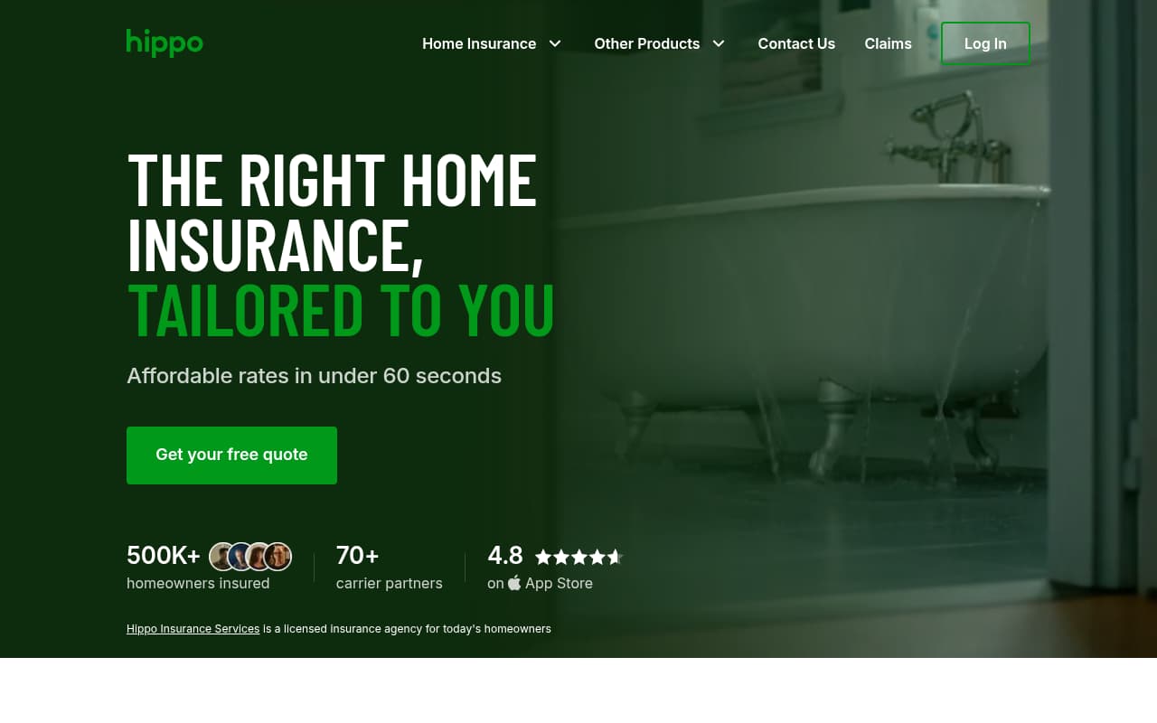 Hippo Home Insurance website screenshot