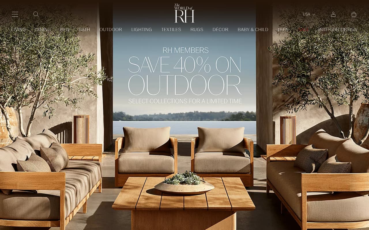 Restoration Hardware website screenshot