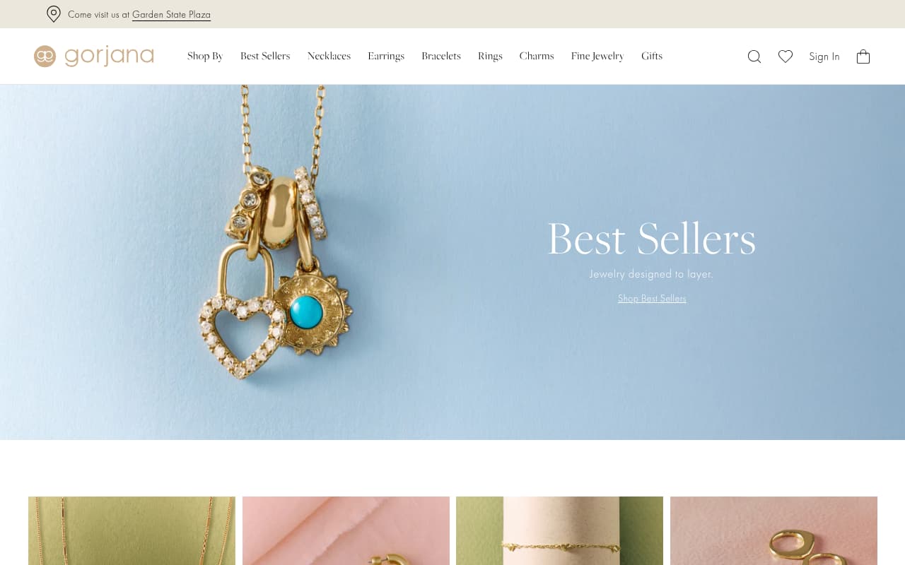 Gorjana website screenshot