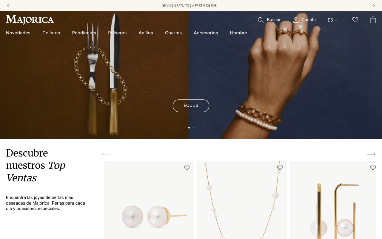 Majorica website screenshot