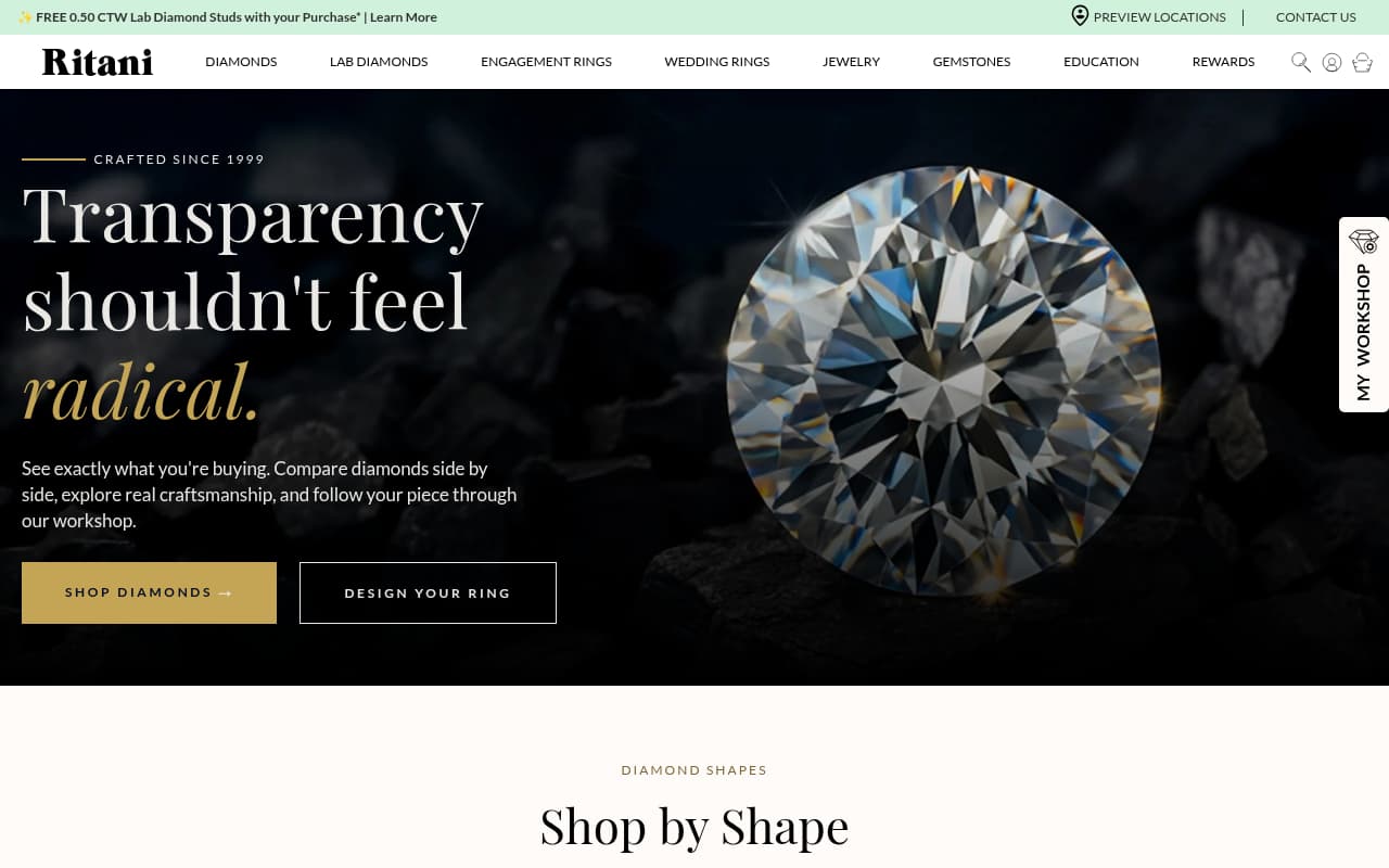 Ritani website screenshot