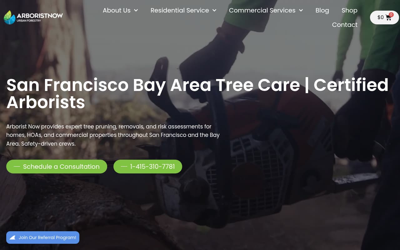 Arborist Now website screenshot