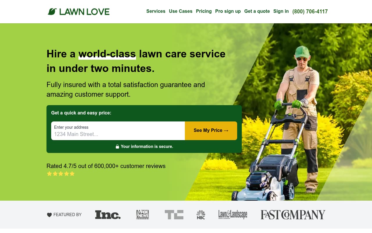 Lawn Love website screenshot