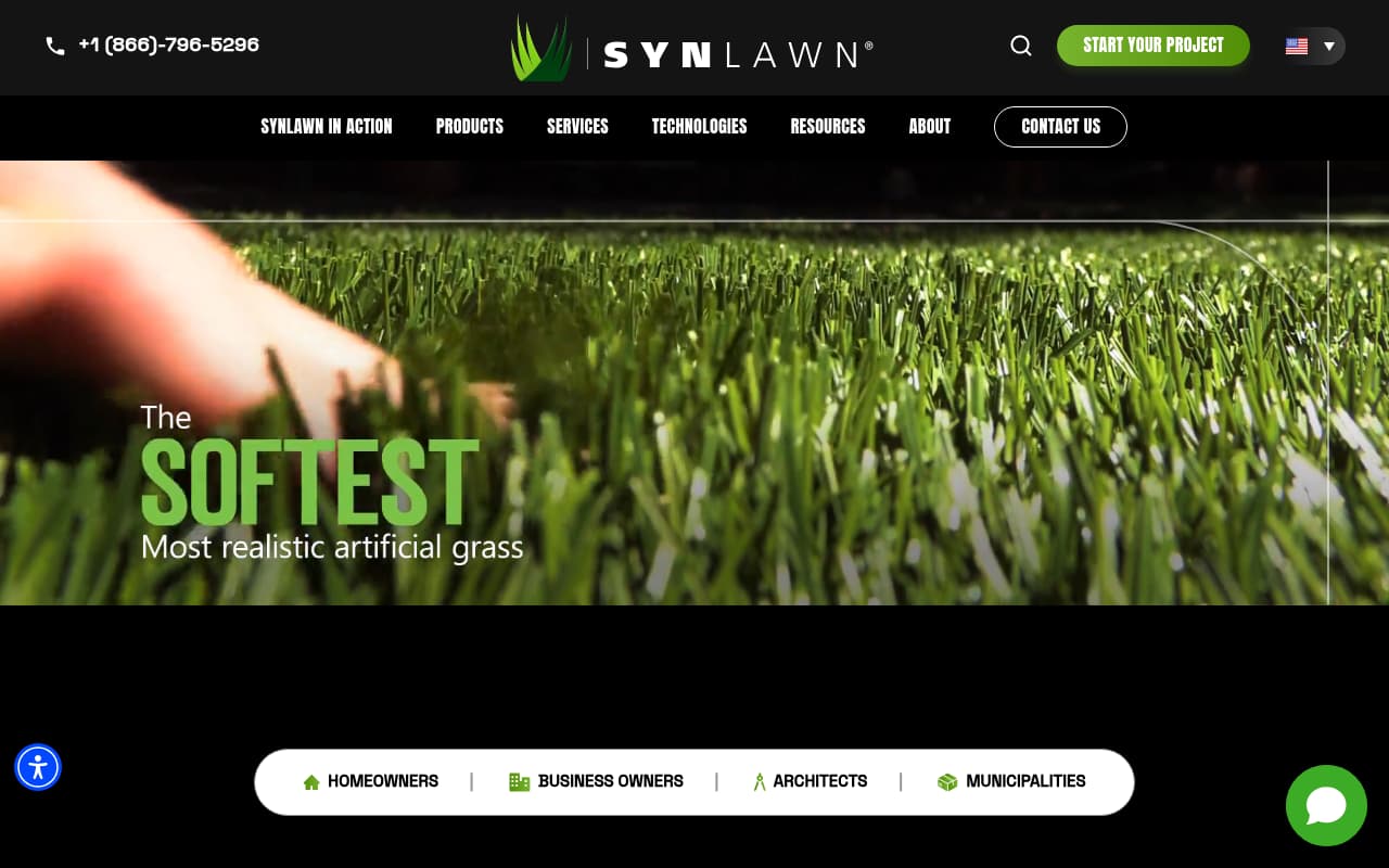 SYNLawn website screenshot