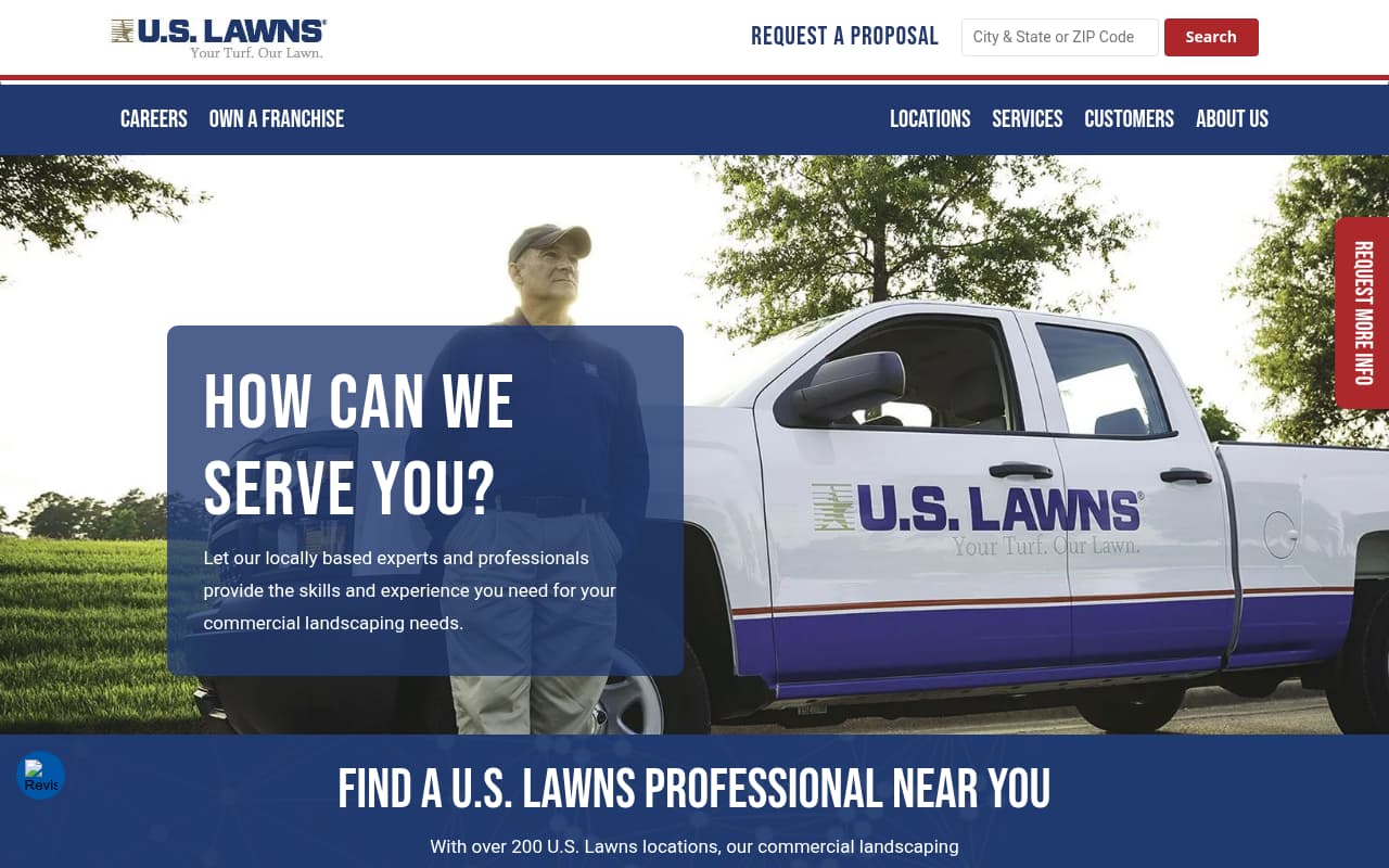 U.S. Lawns website screenshot