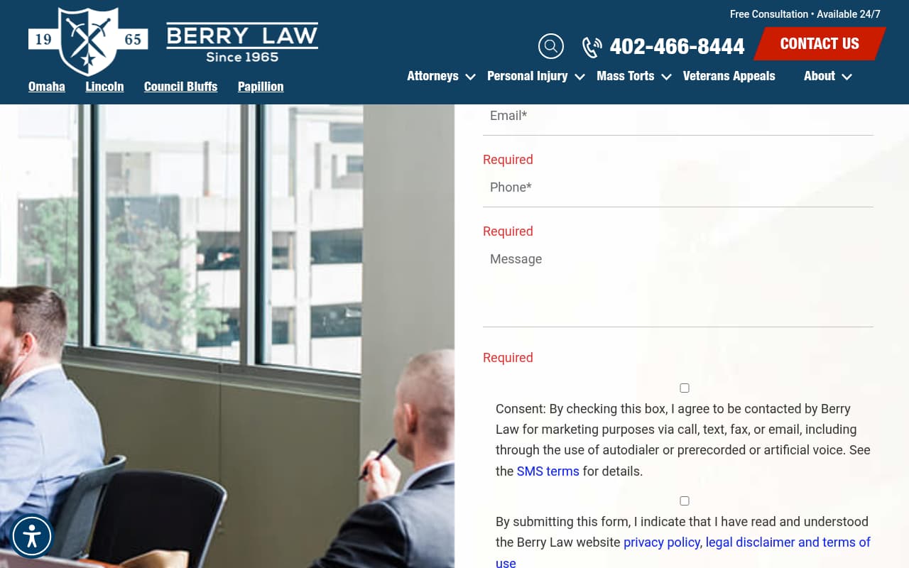 Berry Law Firm website screenshot