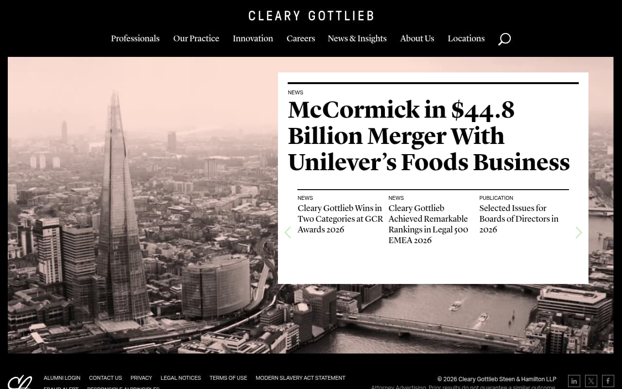 Cleary Gottlieb website screenshot