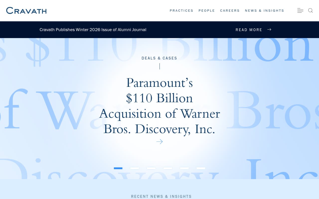 Cravath Swaine & Moore website screenshot