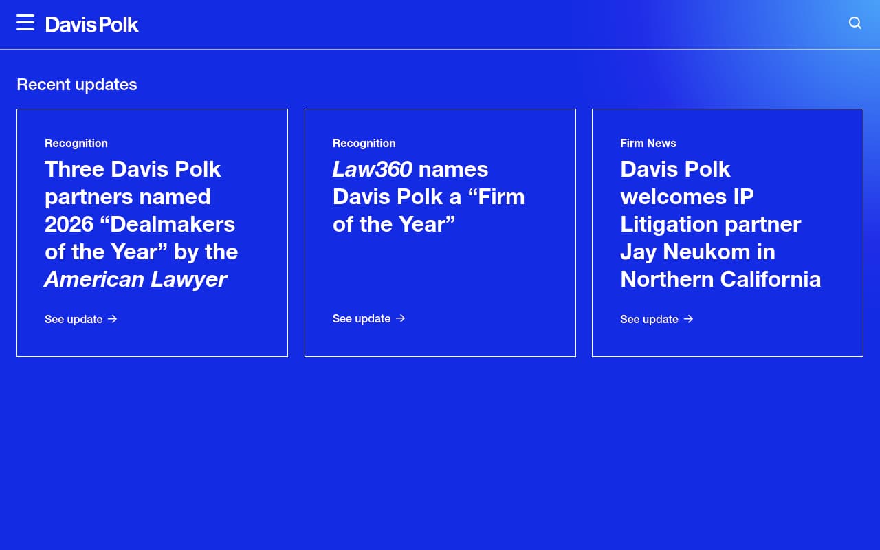 Davis Polk website screenshot