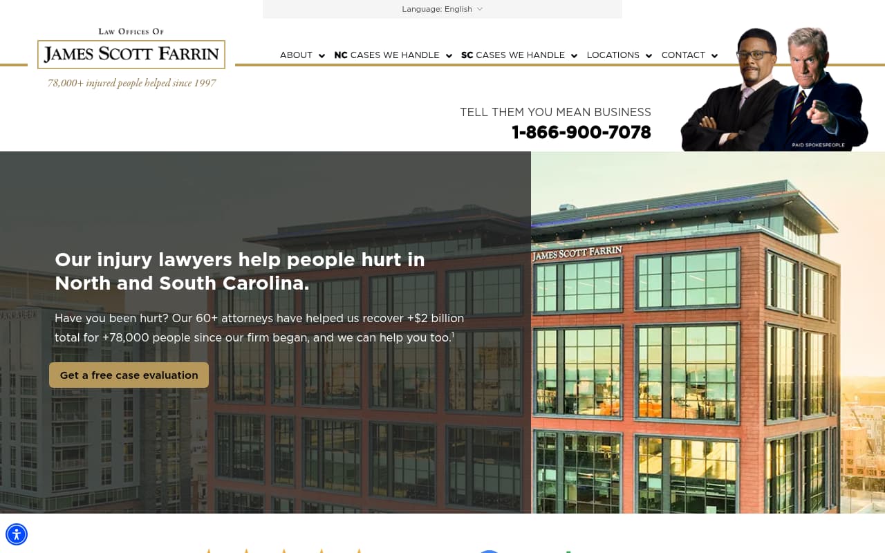 Law Offices of James Scott Farrin website screenshot