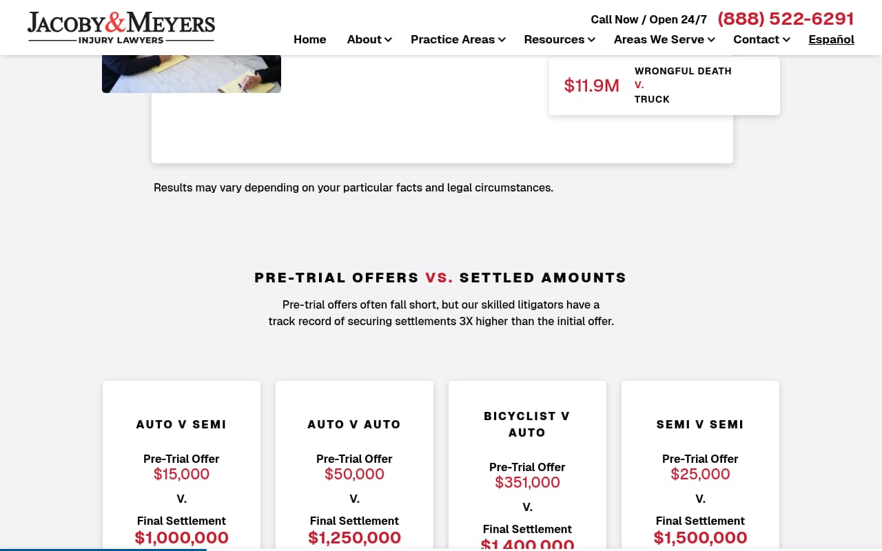 Jacoby & Meyers website screenshot