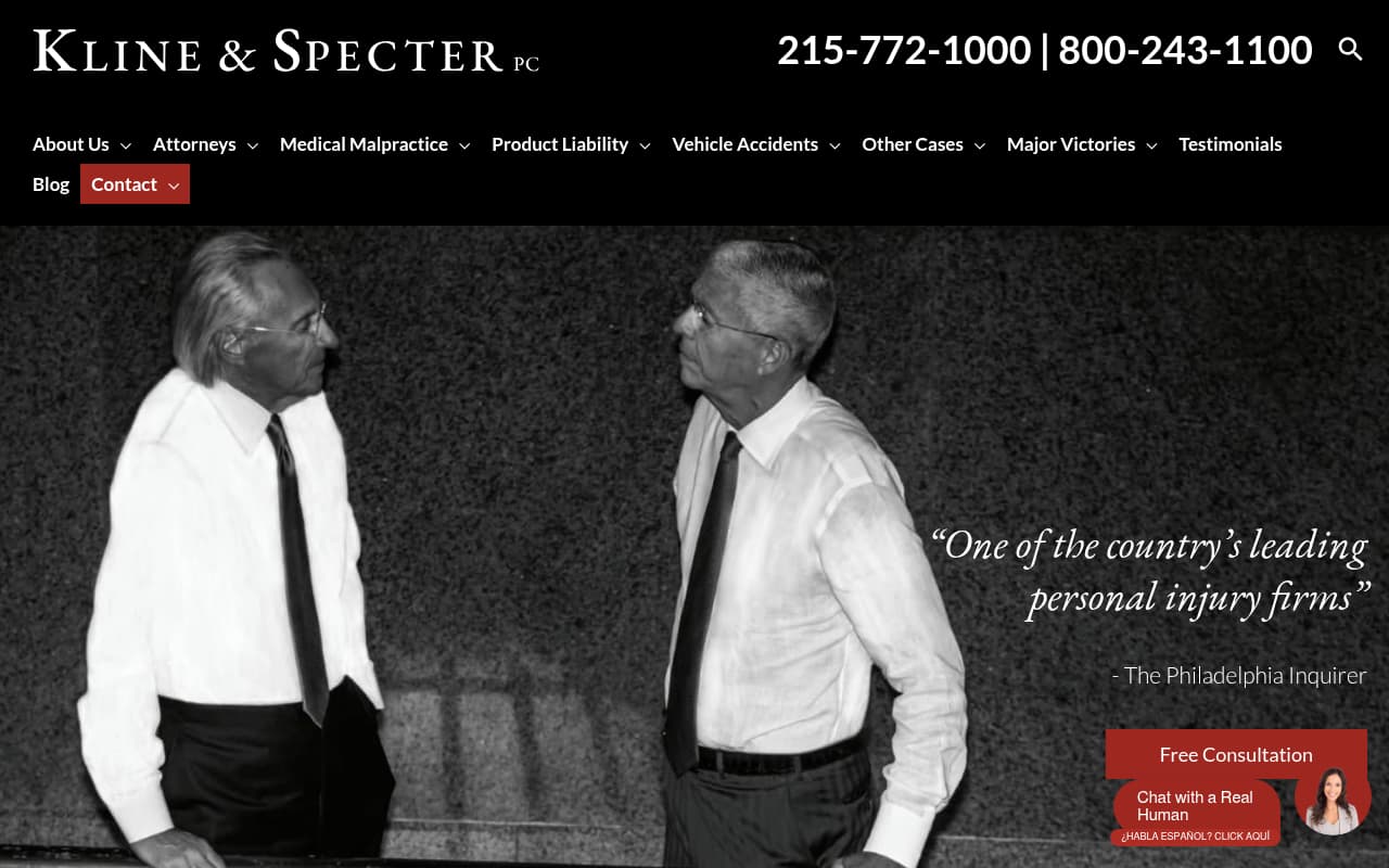Kline & Specter website screenshot