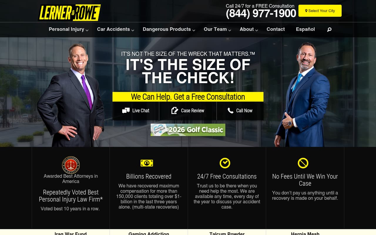 Lerner & Rowe website screenshot