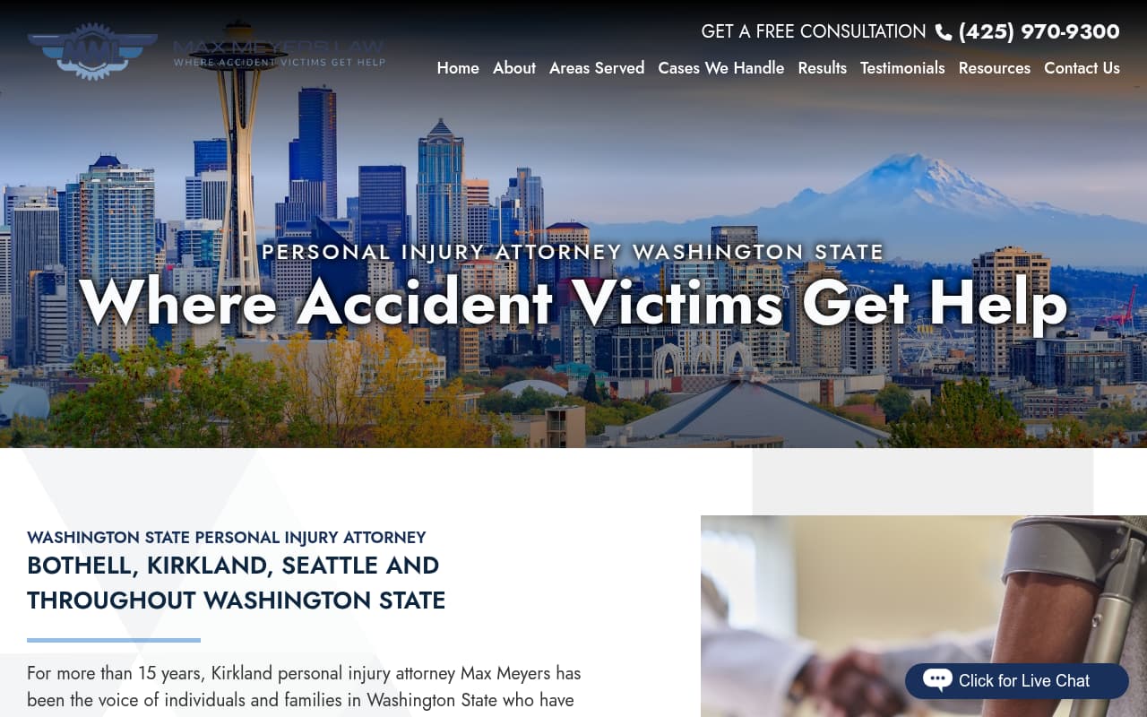 Max Meyers Law website screenshot