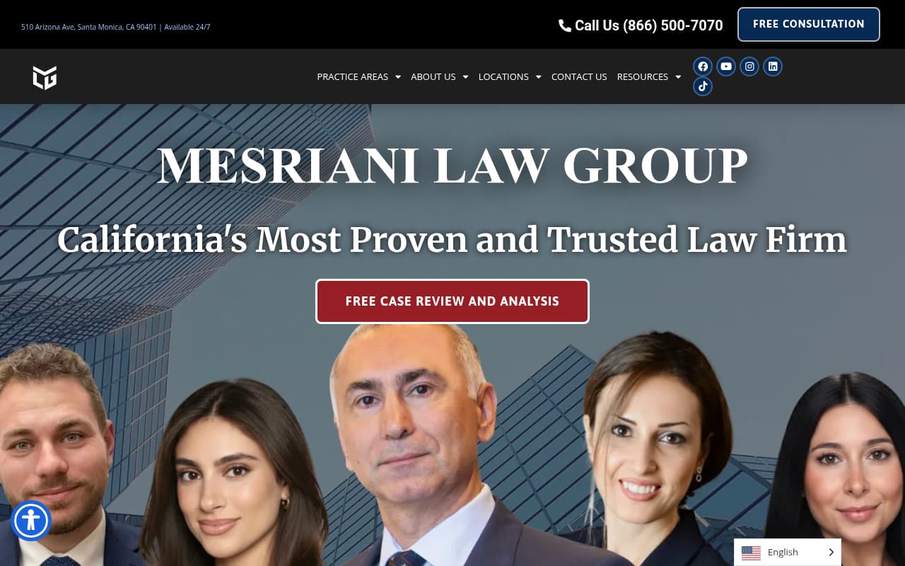 Mesriani Law Group website screenshot