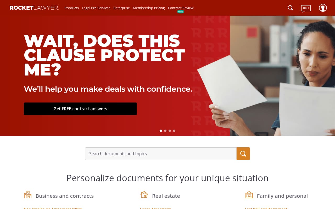 Rocket Lawyer website screenshot
