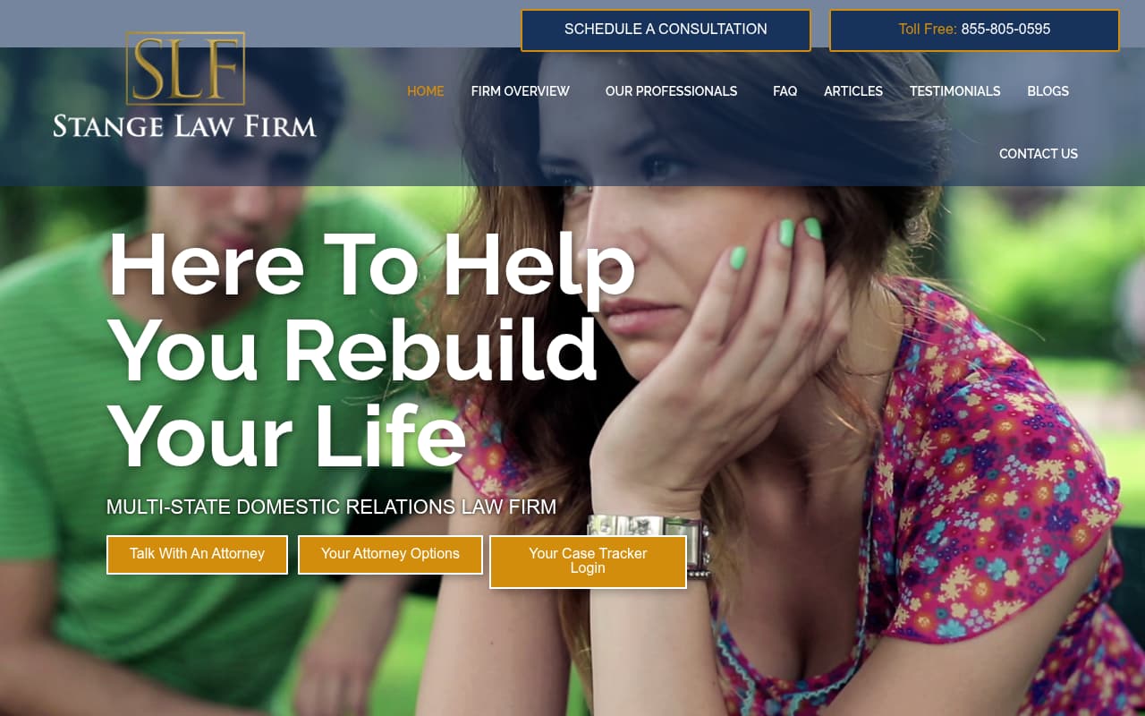 Stange Law Firm website screenshot