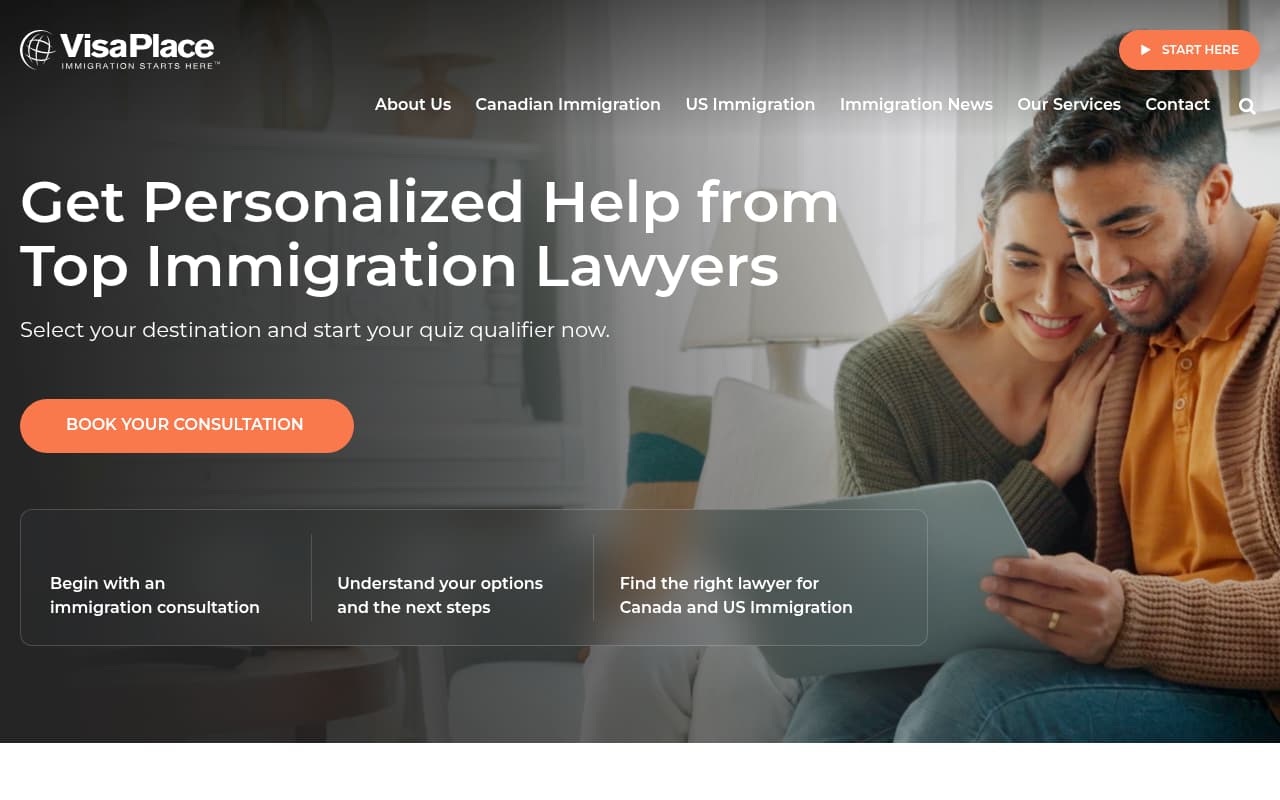 Visaplace website screenshot