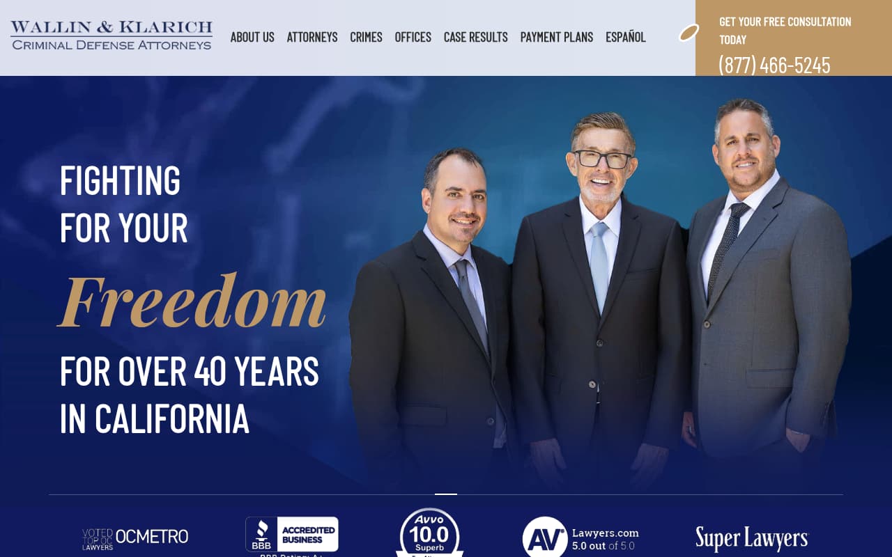 Wallin & Klarich website screenshot