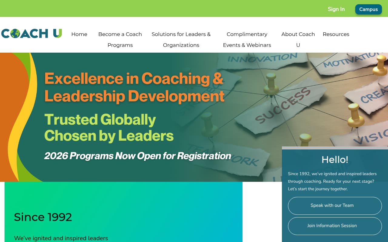 CoachU website screenshot