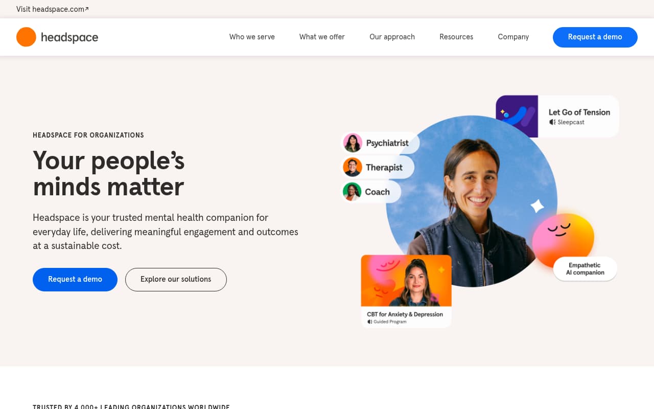 Headspace for Work website screenshot