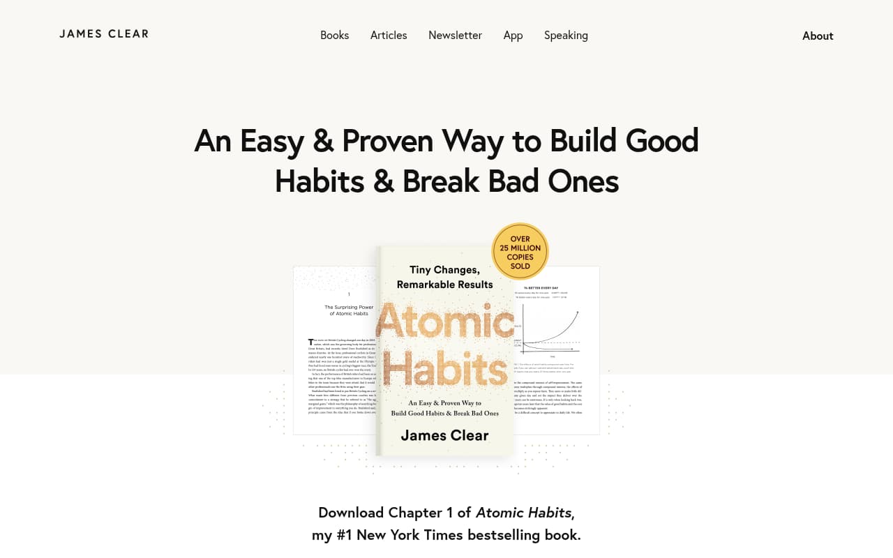 James Clear website screenshot