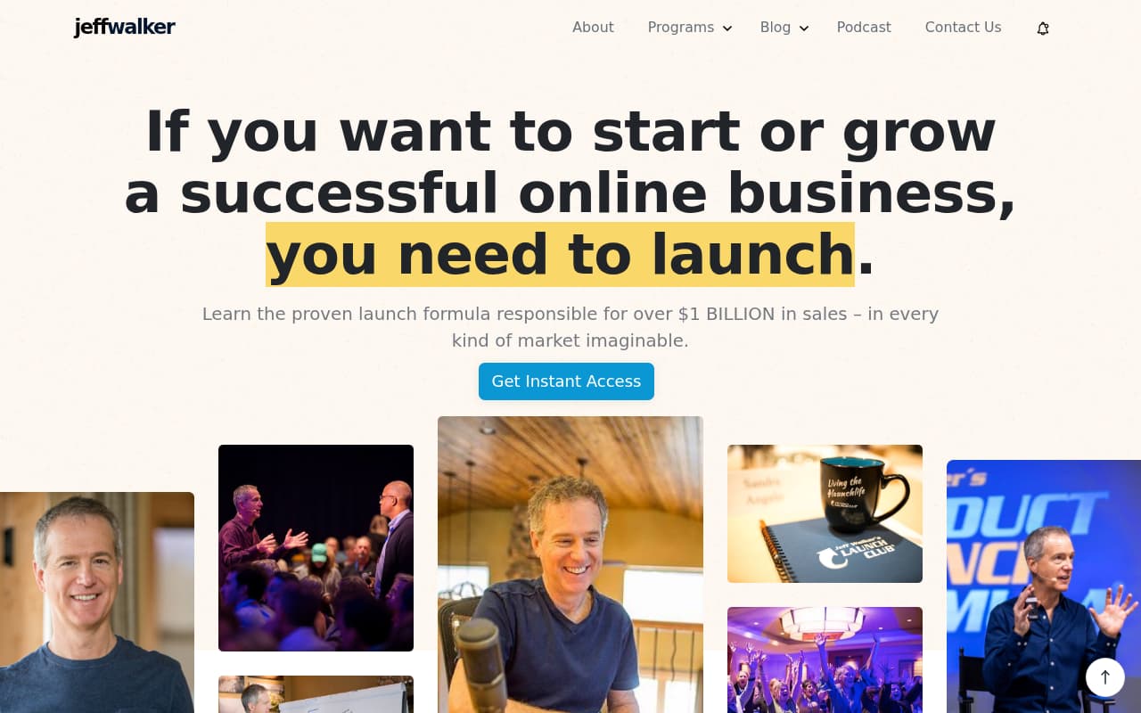 Jeff Walker website screenshot