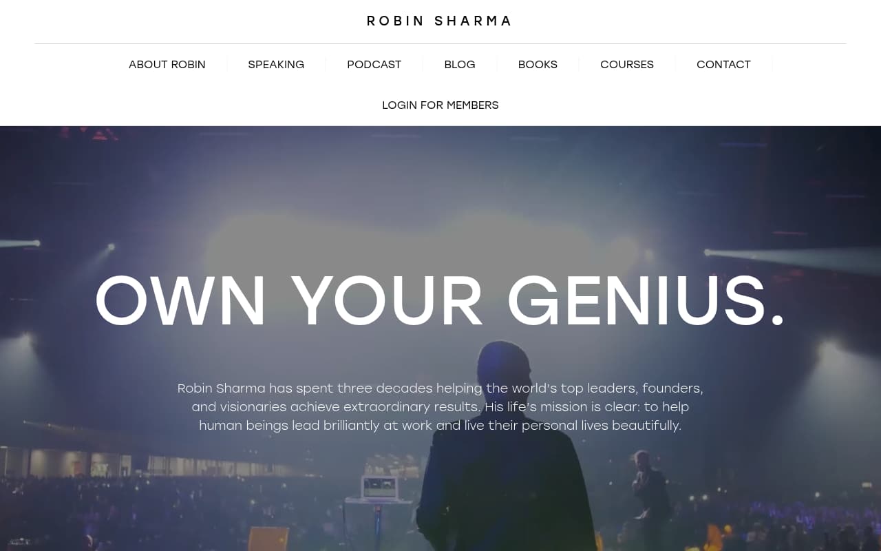 Robin Sharma website screenshot