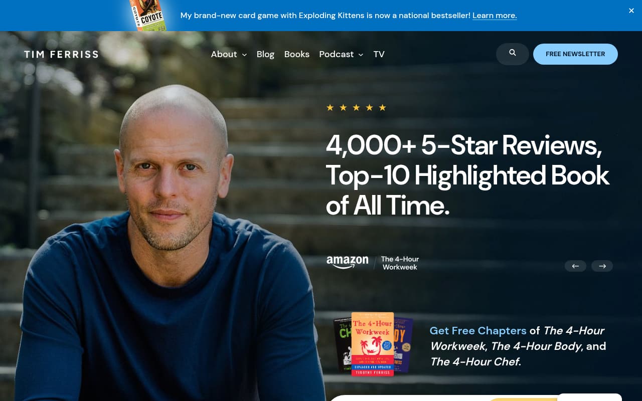 Tim Ferriss website screenshot