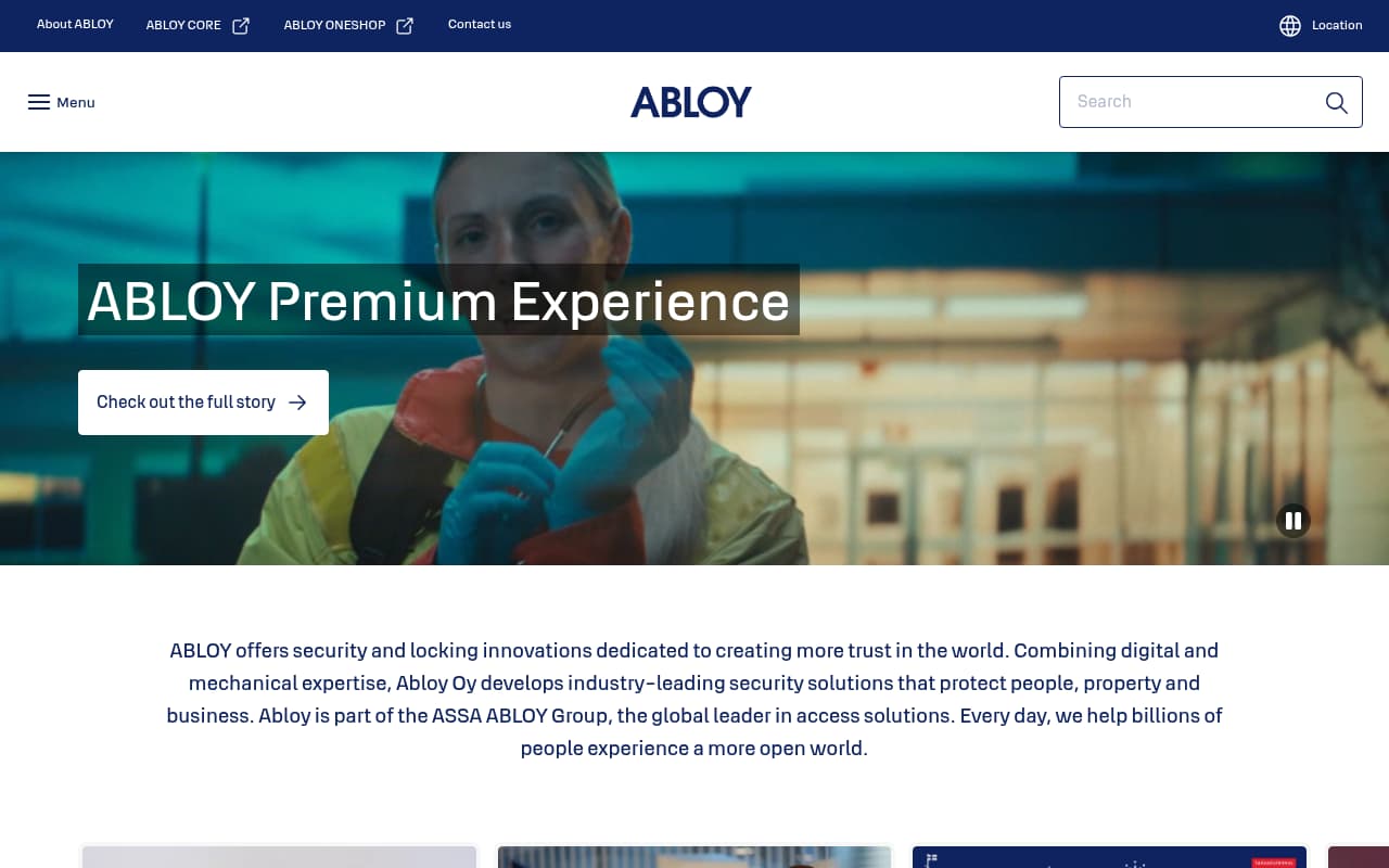 Abloy Locks website screenshot